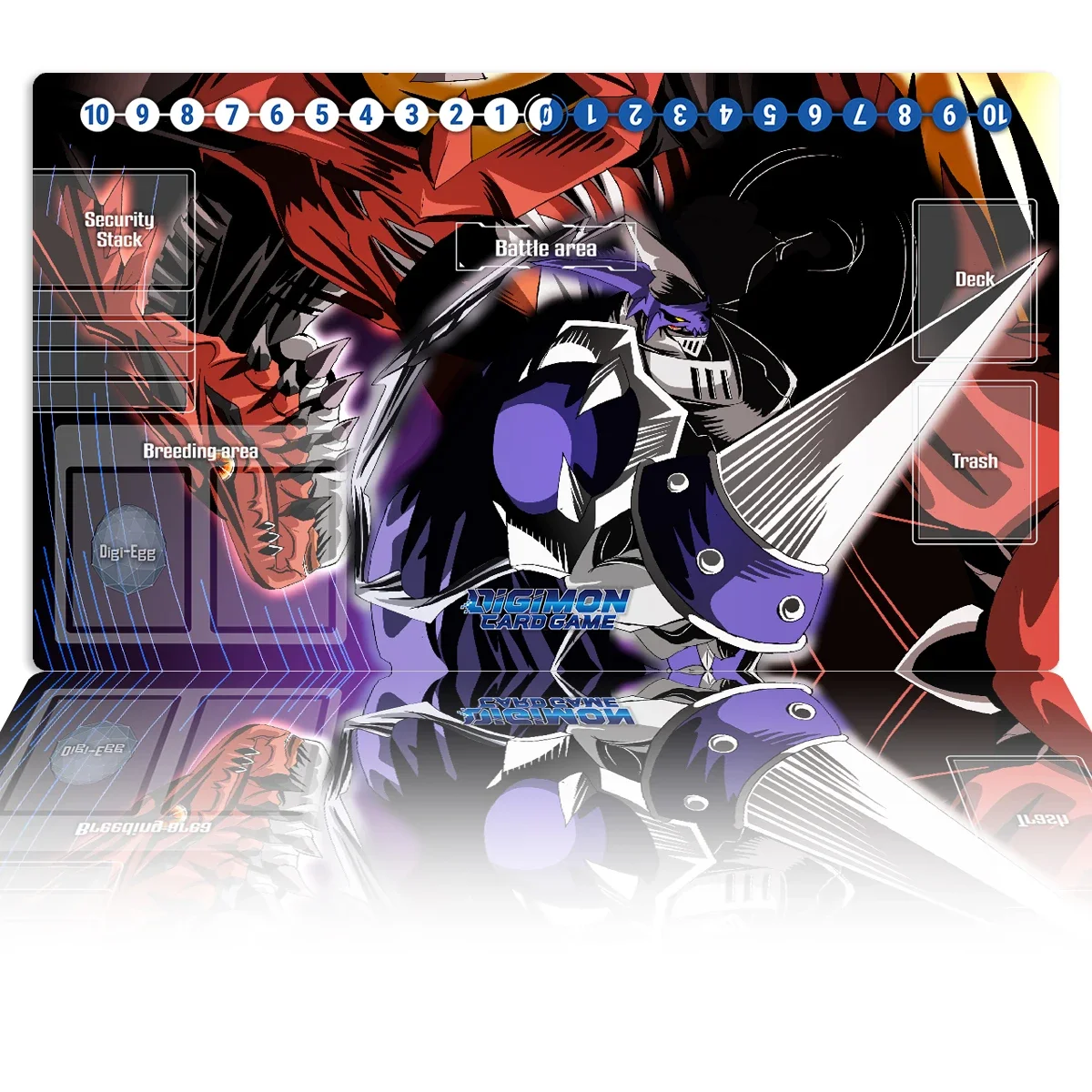 Digimon Playmat Chaos Dukemon Megidramon DTCG CCG Mat Board Game Trading Card Game Mat Custom Anime Mouse Pad Rubber & Free Bag