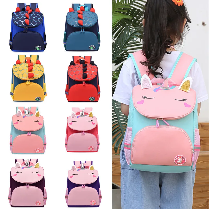 Kindergarten Children's School Bag Cartoon Dinosaur Unicorn Style Backpack School Daily Use Schoolbag