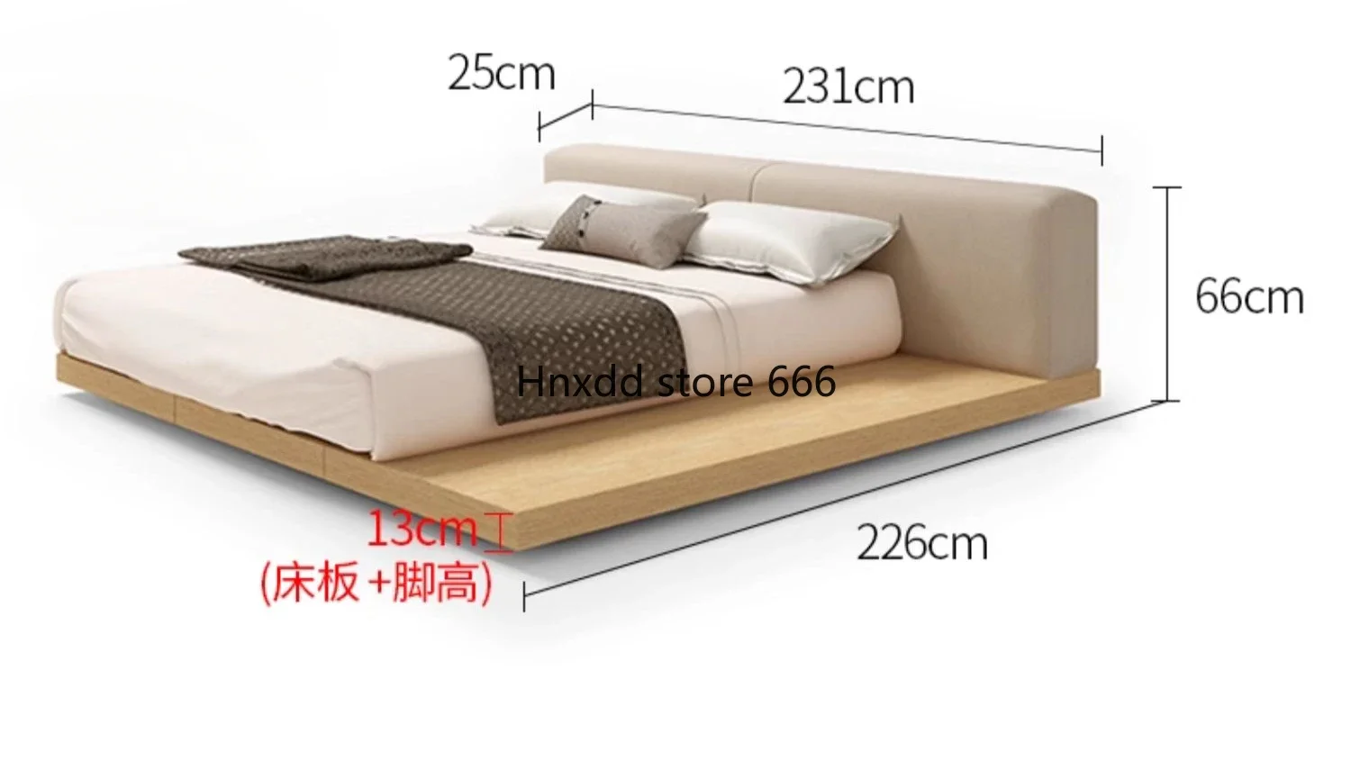 Fabric double bed Japanese-style wabi-sabi style simple modern new Chinese master bedroom tatami bed