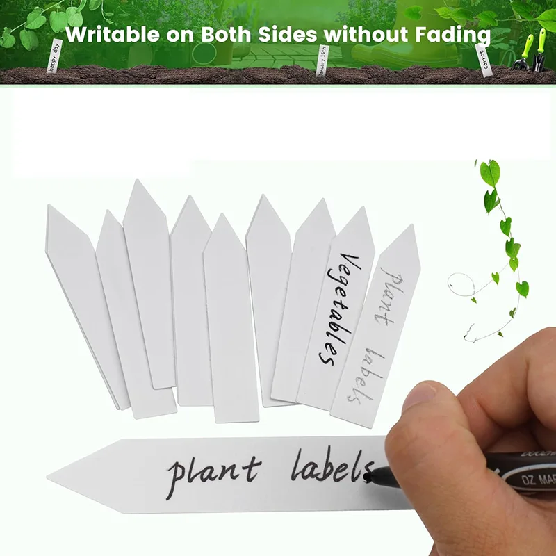100Pcs Plastic Plant Labels Set White Plant Labels Plant Garden Tags 10x2cm Waterproof Plant Seed Label Pot Marker Plant Labels