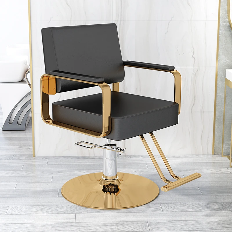 Pink Pedicure Stylist Barber Chair Salon Luxury Aesthetic Golden Barbers Armchair Rotating Mocho Cadeira Barber Equipment MQ50BC