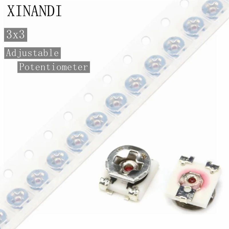 20pcs 3x3 SMD Adjustable Variable Resistor Trimmer Resistance Potentiometer 100R 200R 1K 2K 5K 10K 20K 50K 100K 200K 500K 1M Ohm