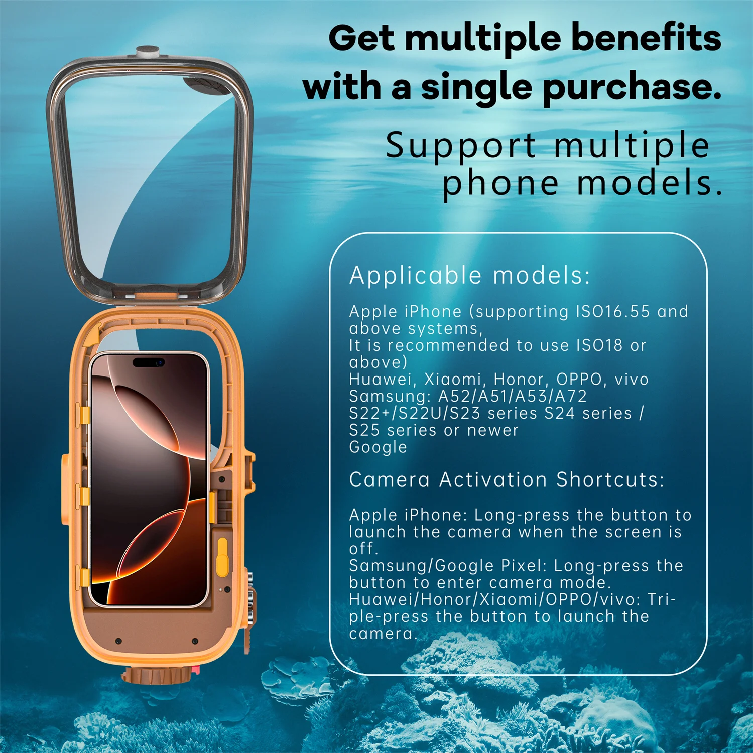 Universal Waterproof Case for Xiaomi 15 Ultra Note 14 Google 9Pro XL iPhone 17 ProMax S25 Ultra Underwater Diving Boxs 15M/49ft - Image 5