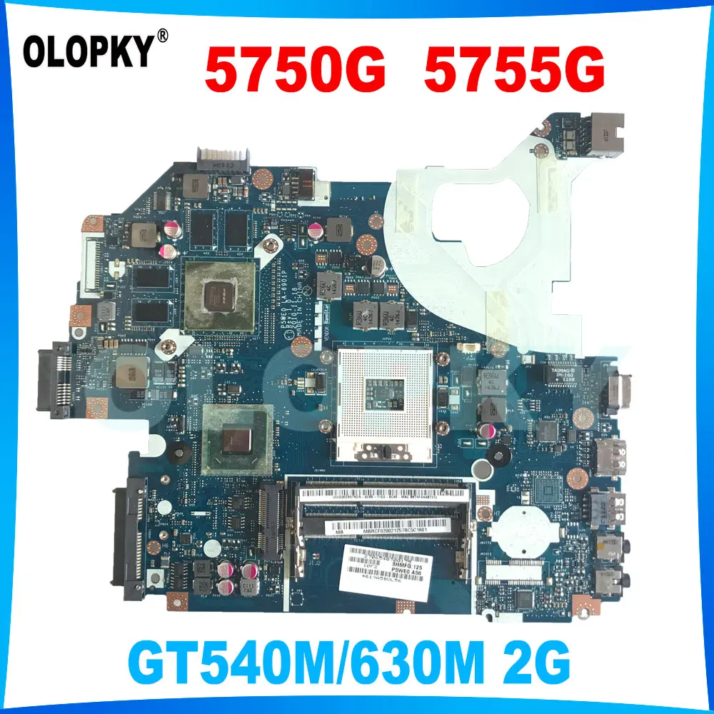 

Материнская плата для ноутбука Acer Aspire 5750 5755 5750G с графическим процессором HM65 GT540M/GT630M DDR3 P5WE0 LA-6901P