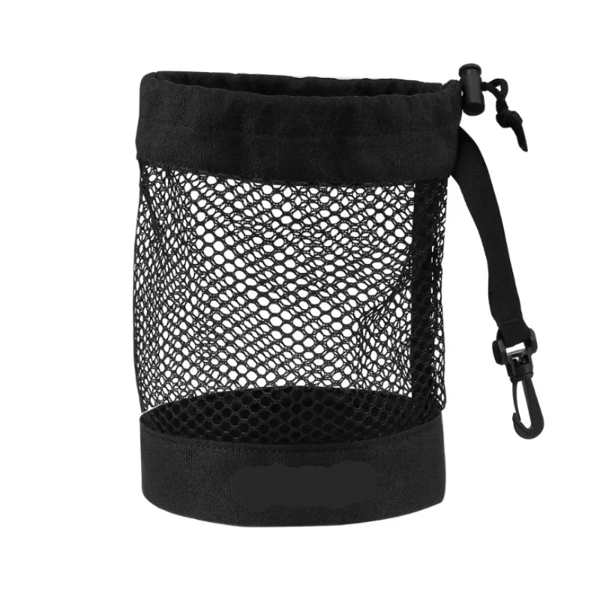 حقيبة كرة جولف سوداء، مع شبكة نايلون عالية الجودة ومشبك بلاستيكي معلق، مريحة للتعليق على حقيبة الجولف