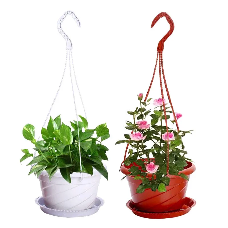 Hanging Basket Garden Plastic Hanging Flower Plant Pot With Chain And Hook Green Dill Ivy Pot Home Balcony Garden Planter Decor