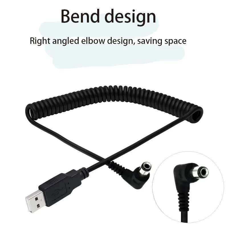 1.5m Spring Retractable USB 2.0 Rotation DC 5.5x2.1mm 5.5x2.5mm 3.5x1.35mm 4.0x1.7mm Elbow 5V2A Current Power Extension Cable