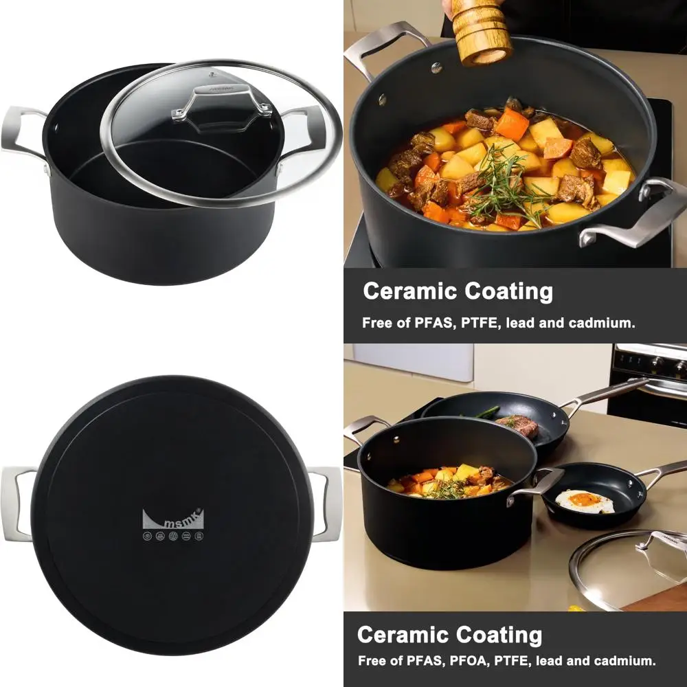 

Nonstick 8-Quart Stock Pot with Glass Lid, Oven-Safe to 700°F, Induction Compatible, Scratch-Resistant, Long-Lasting Nonstick Su