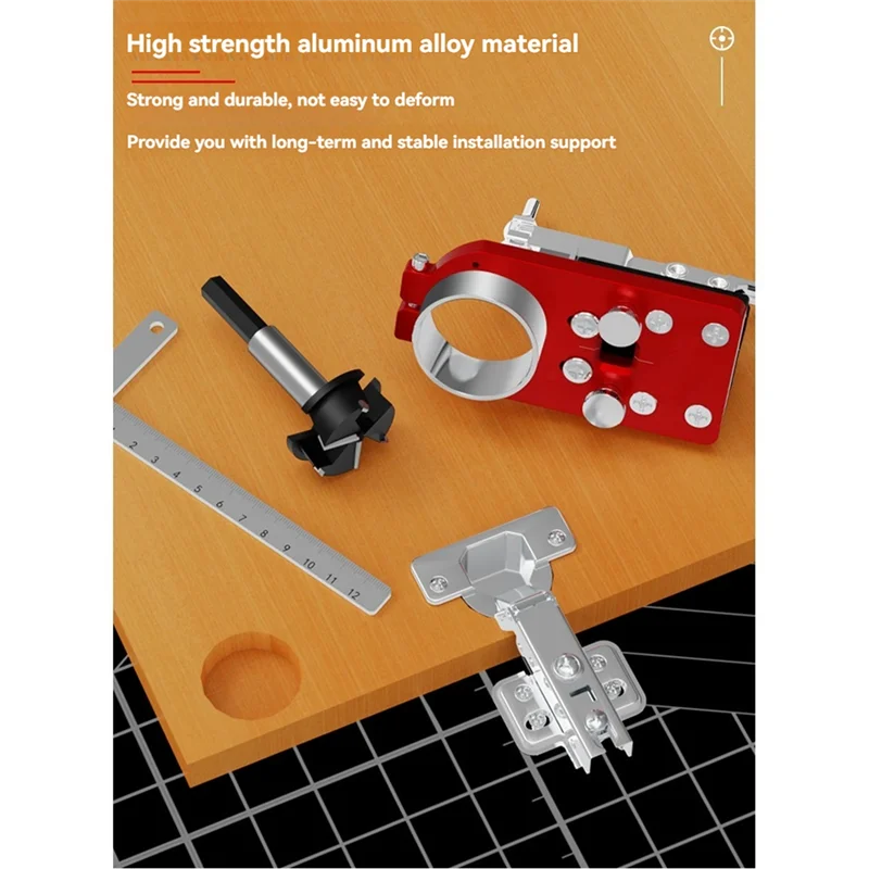 Limitatore ausiliario per cerniere per la lavorazione del legno per apri fori Localizzatore di fori Aiuto per punzonatrici per porte Armadi Strumento per la lavorazione del legno-ABUA