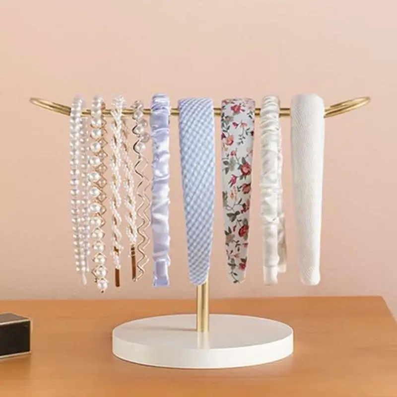 Headband Holder for Girls Metal Desktop Display Stand Chic Girls Hairband Rack Hair Hoop Organizer for Home Bedroom Apartment