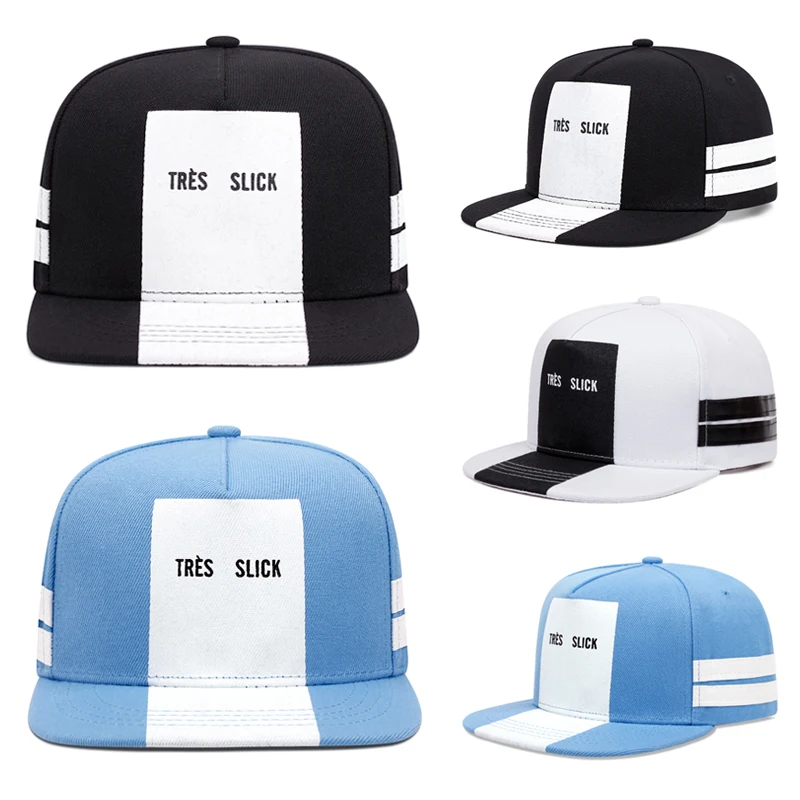 

2025 Personalized Fashion New Flat brimmed Hat TRES SLICK Striped Street Trendy Hip Hop Hat Outdoor Sunshade Baseball Hat Unisex