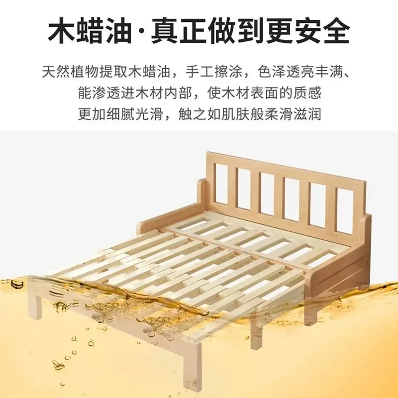 Solid wood sofa bed dual-purpose living room multi-functional telescopic simple small apartment