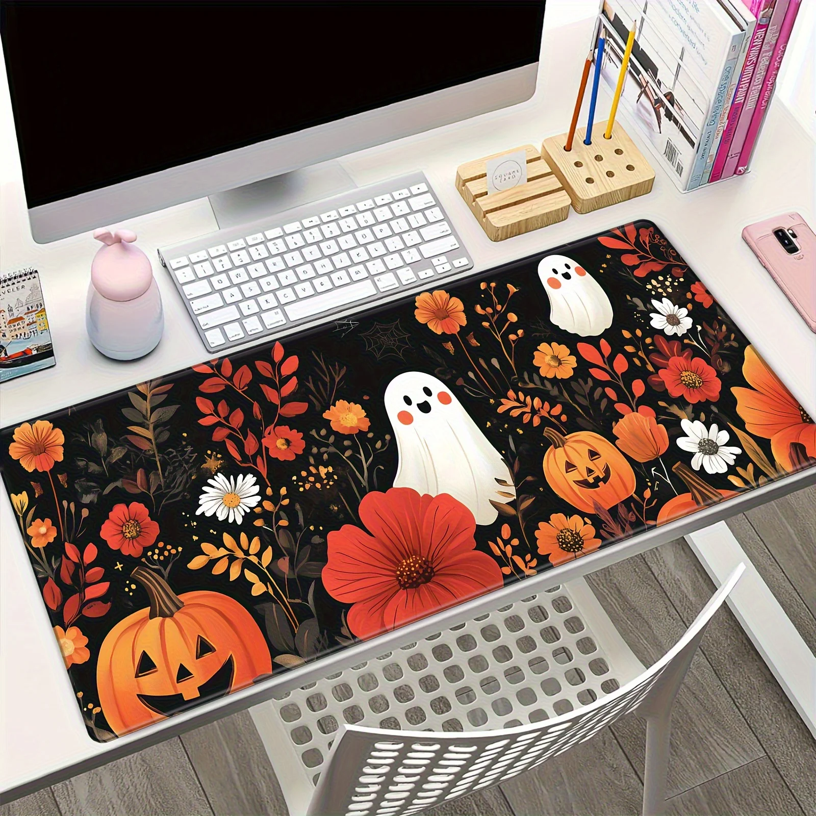 

Коврик для мыши на Хэллоуин, большой коврик для игрового стола, тыквы, повышенная долговечность, чехол для клавиатуры, игровой офисный аксессуар, коврик для клавиатуры