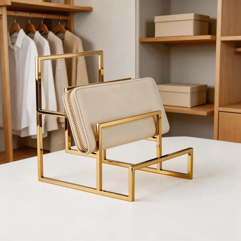 Wallet display stand High-end metal ladder display props Cross-border malls Clothing stores Stainless steel handbag shelves