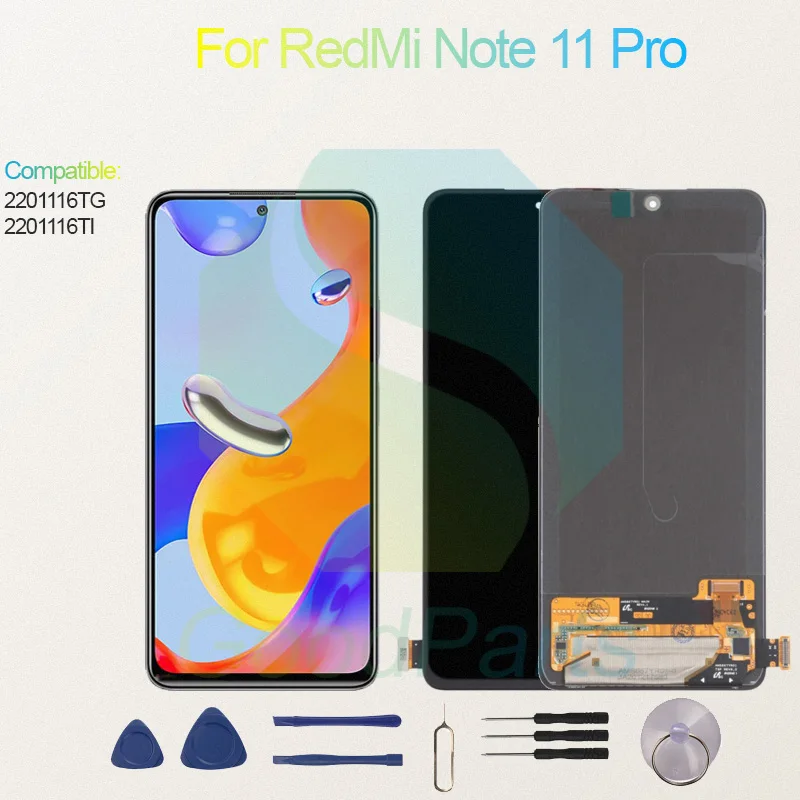 Test Before Ship For RedMi Note 11 Pro Display Touch Screen Digitizer Panel Assembly Lcd Screen 2201116TG/TI Note 11 Pro Screen