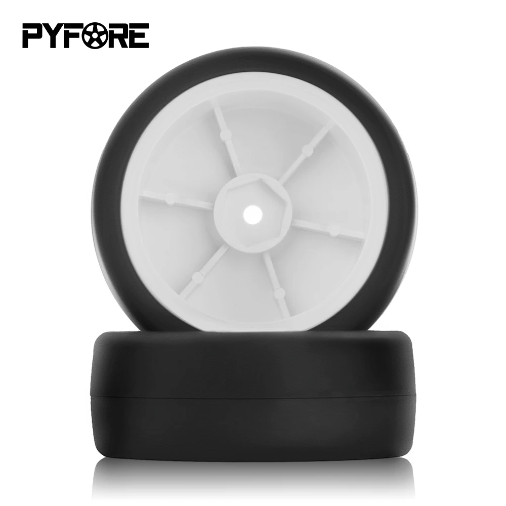 PYFORE Racing Hot Melt Tires 64*24mm 12mm Adapter 4PCS Wheels for 1/10 RC Model Touring Car Accessories