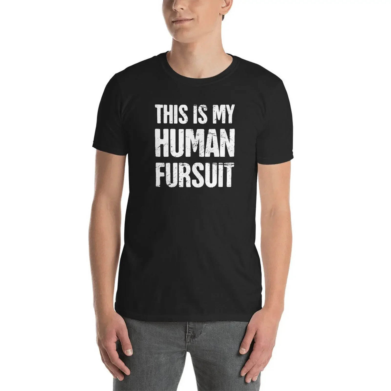 Human Fursuit Funny Furry Fandom T Shirt  vintage Washed Slightly designer clothes Unisex Top For Everyday Wear Breathable