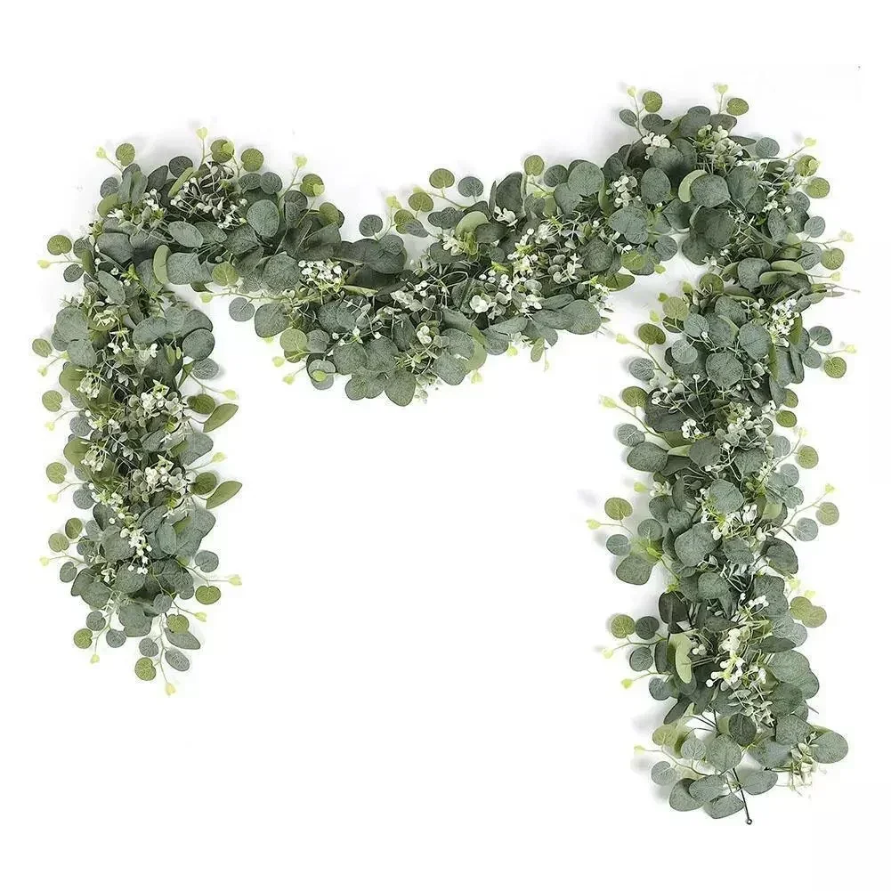 Artificial Greenery Wreath Artificial Eucalyptus Garland Handcrafted Greenery Lifelike Appearance Long-lasting