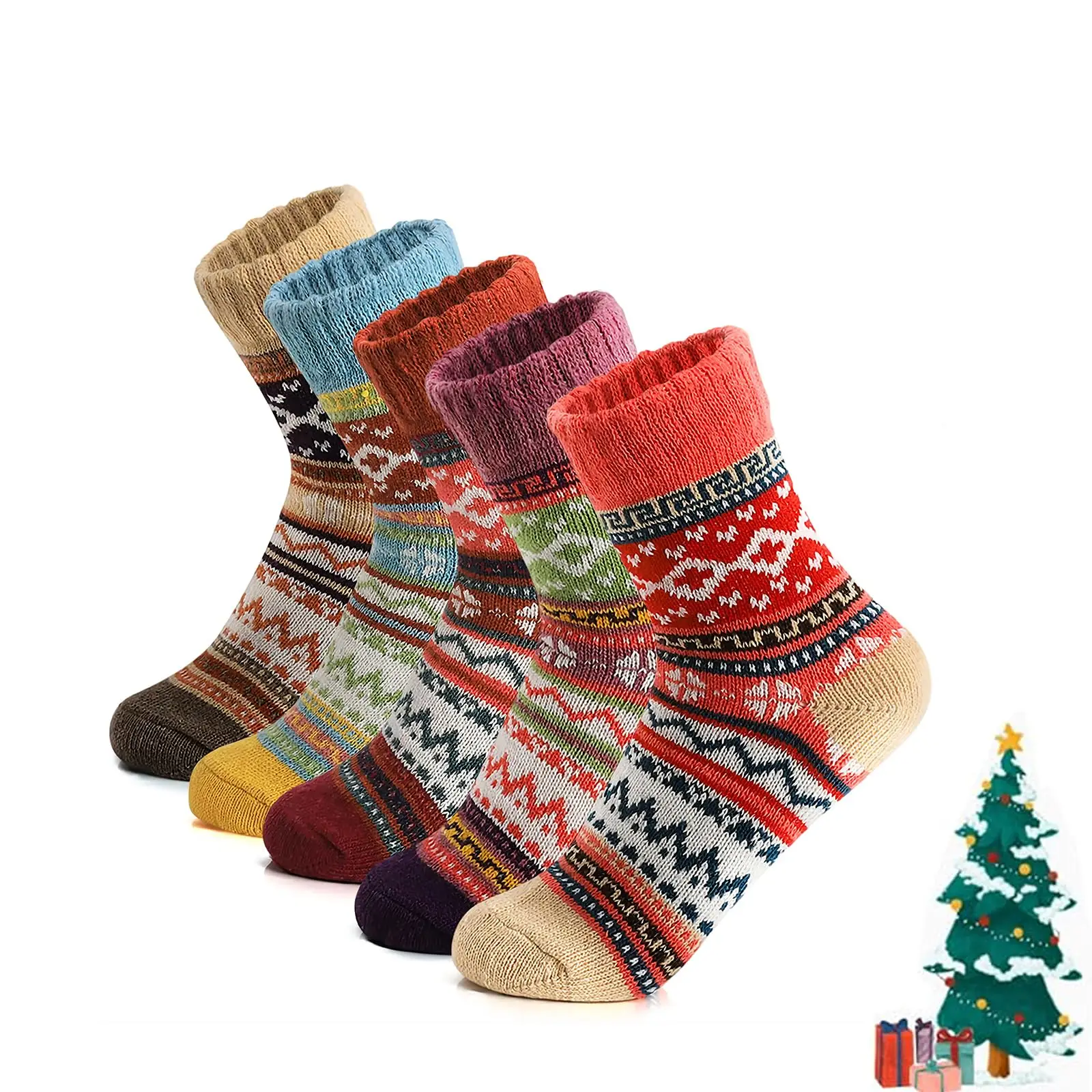 

3/5 Pairs Autumn and Winter Fashion Thick Warm Thermal Cashmere Women Rabbit Wool Socks Skiing and Christmas Gifts