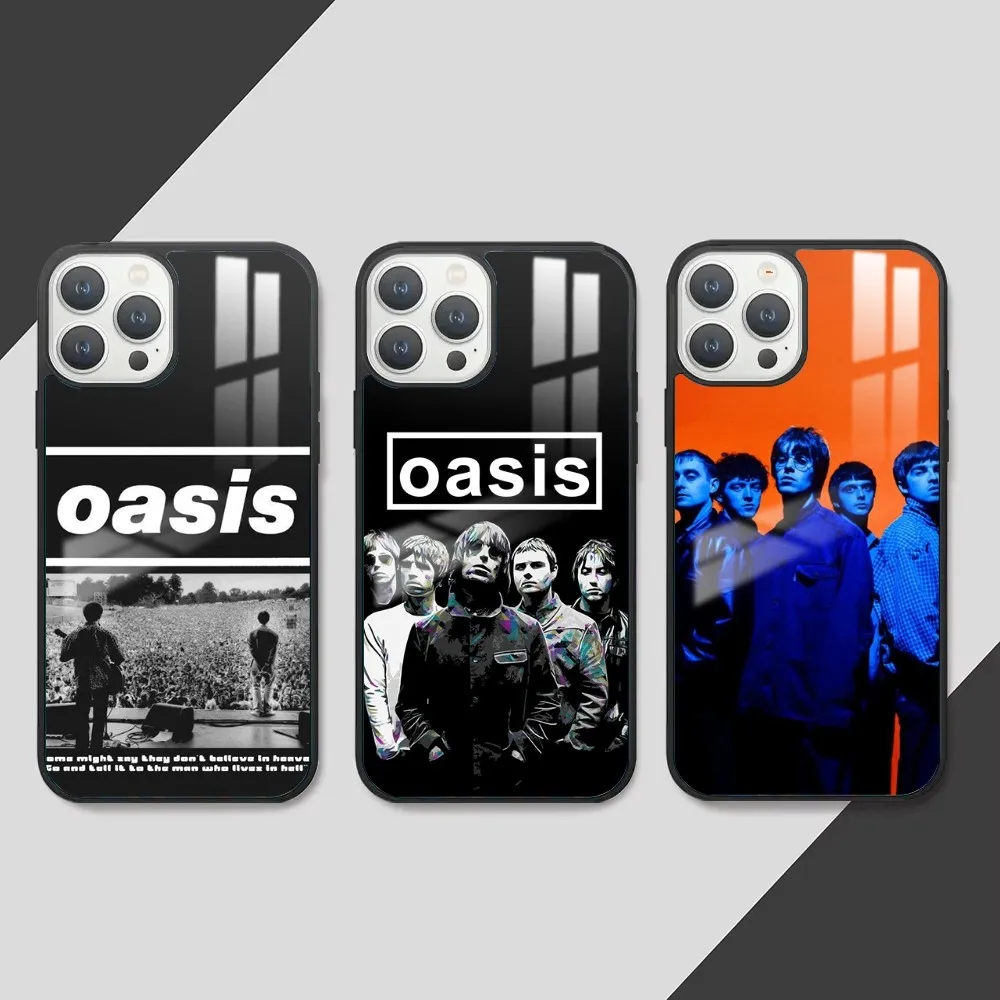 O-Oasis Band Phone Case For iPhone 16 15 14 13 12 11 Pro Max Plus Mini PC Fashion mirror phone case