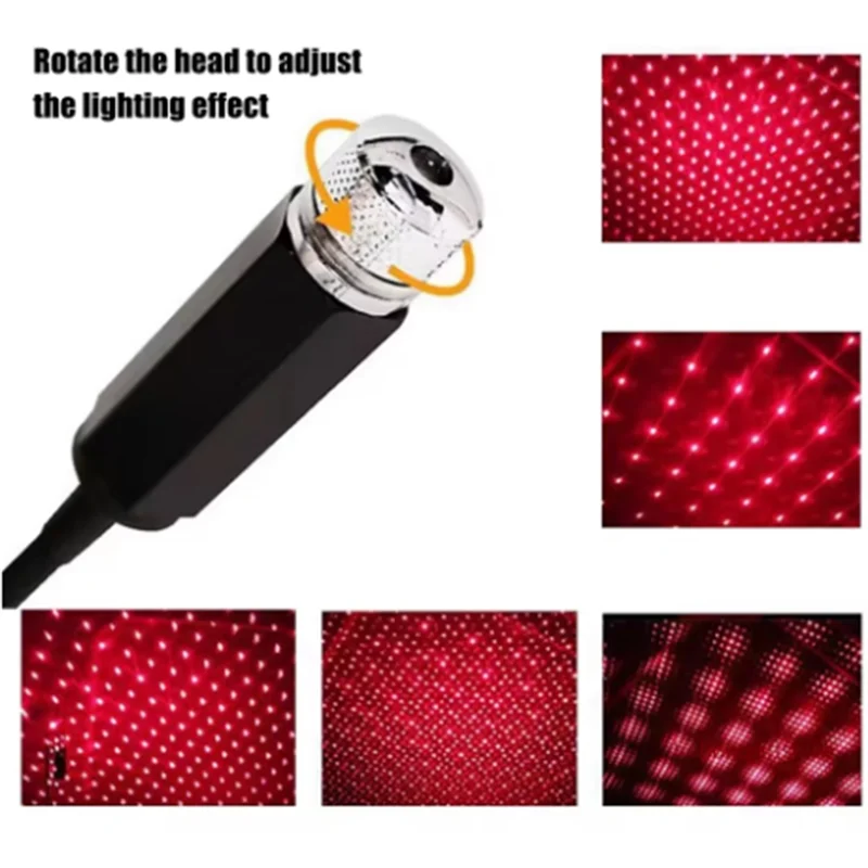 

ABKS-Mini LED Car Roof Star Night Light Projector Atmosphere Galaxy Lamp USB Decorative For Auto Roof Room Ceiling Decor