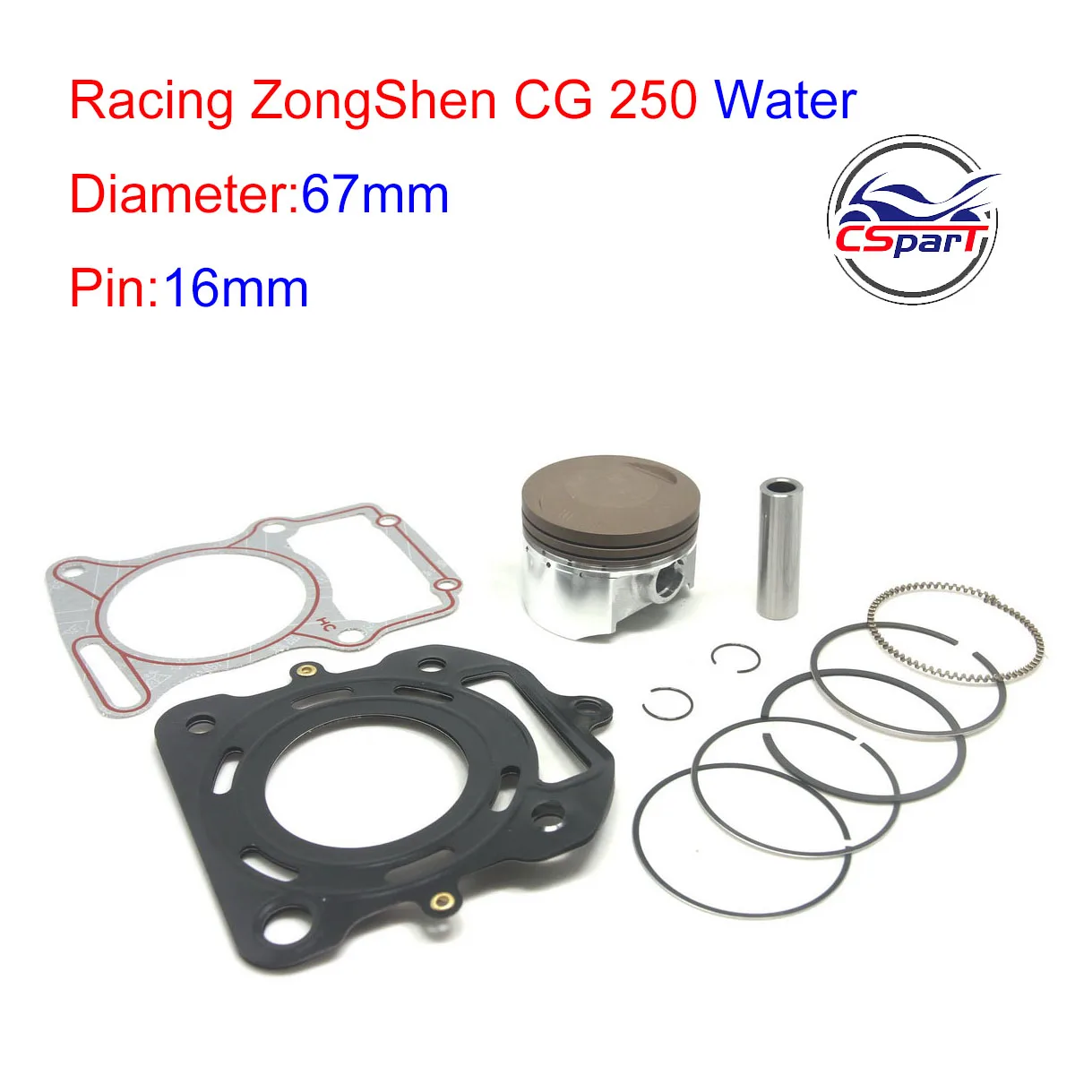 CG250 67mm 16mm Piston For Honda Lifan  Zongshen Loncin CG 250CC  CG250 piston ring Gasket  ATV Quad Dirt Bike Motorcycle