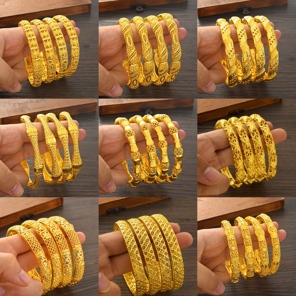Special Offer Golden Plated Hollowed out Bangles Women Men Bride Wedding Bangle Africa Ethiopian Arab Jewelry Charm Party Gifts