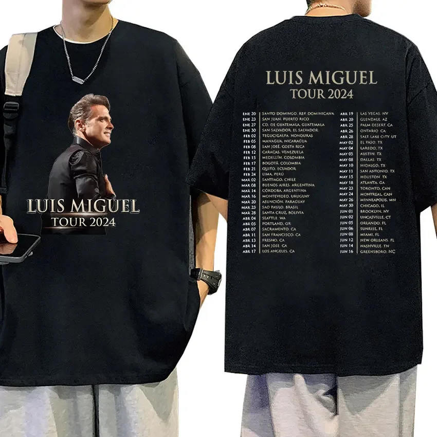 Singer Luis Miguel Tour 2024 Print T Shirts Men Hip Hop Retro Short Sleeve T-shirt Unisex 100% Cotton Oversized Tees Streetwear