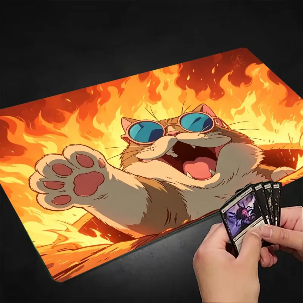 Funny Cat Background Large Game Playmat  Non Slip Rubber Back Board Game Mat E-sports Gaming game mouse pad