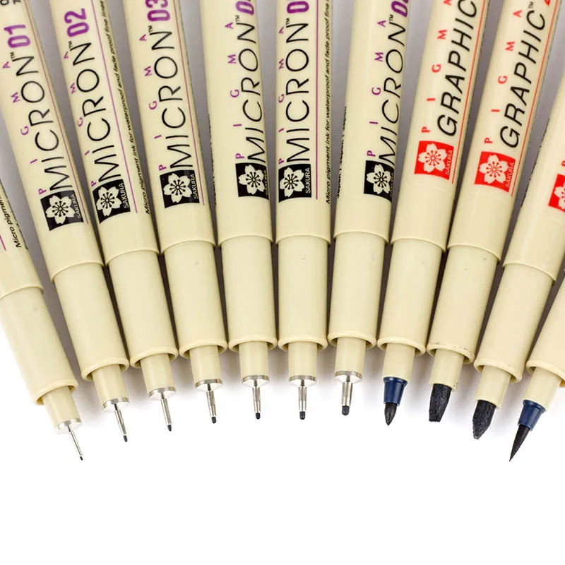 Pigment Marker Pens Pigma Micron Pen Needle Soft Brush Painting Waterproof Art Markers Drawing Liner Sketch