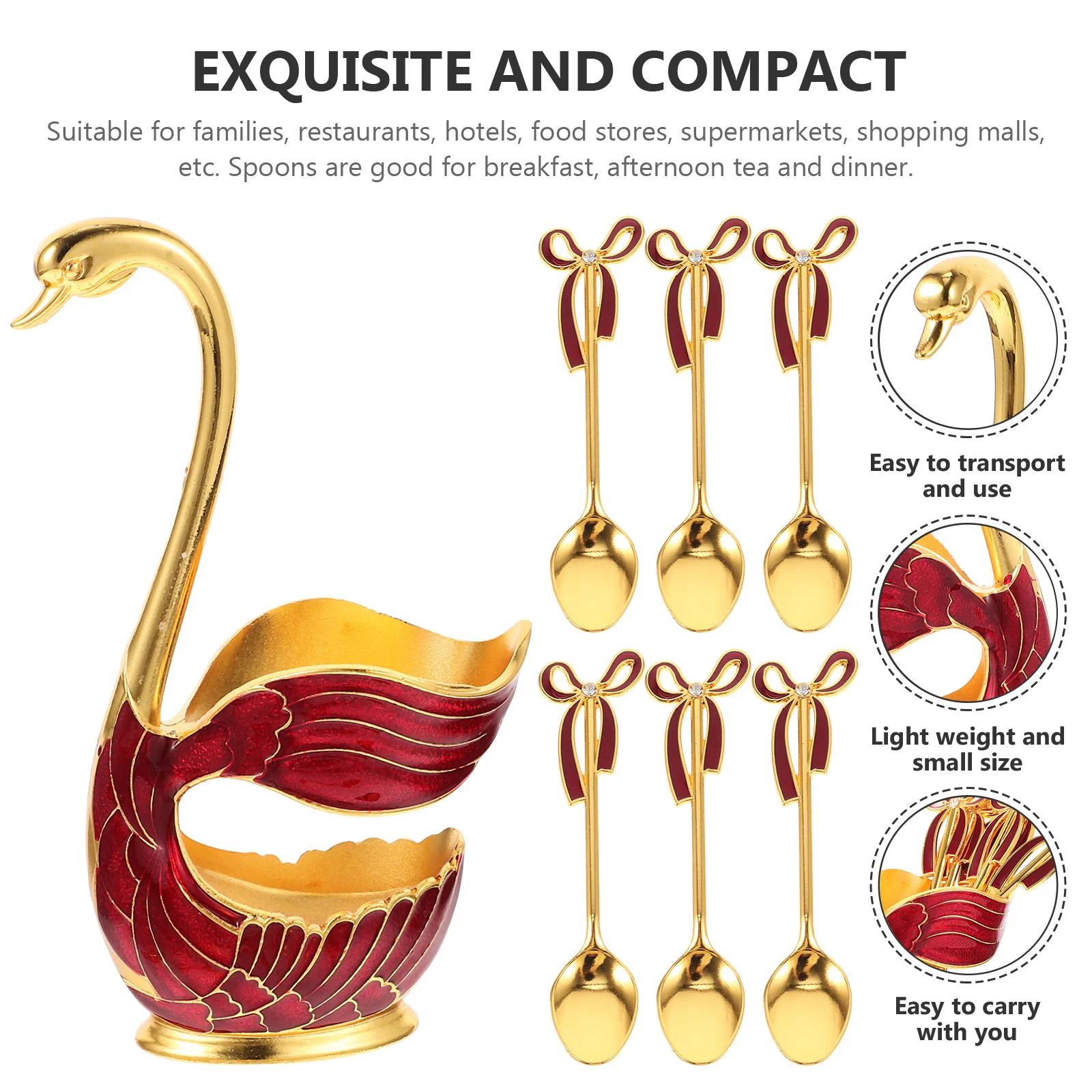 

1Set Sweet Dessert Spoons with Holder Exquisite Alloy Spoon Set for Family Restaurant Hotel Kitchen Use Cookie Scoop Set