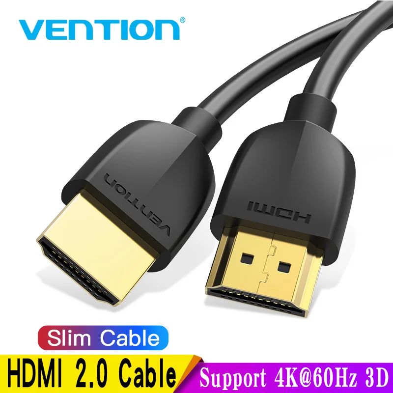 Kabel HDMI Vention Slim HDMI do HDMI 2.0 HDR 4K @ 60Hz do przedłużacza Splitter 1080P kabel do PS4 projektor HDTV 1.5m 3m kabel HDMI