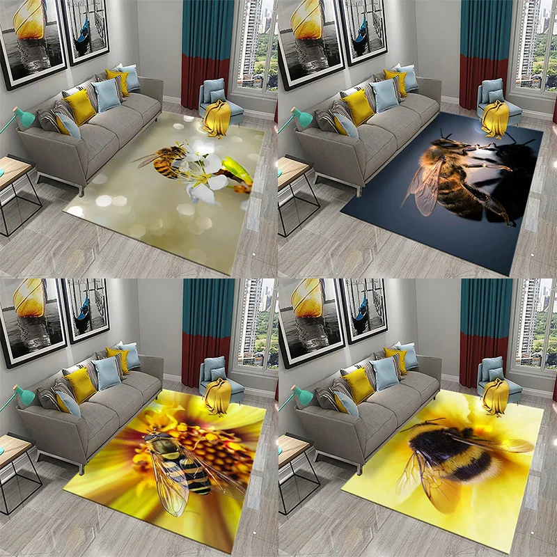 

3D Yellow Bee Hive Rug For Bathroom Kitchen Entrance Non-Slip, Dining Living Room Bedroom Decor