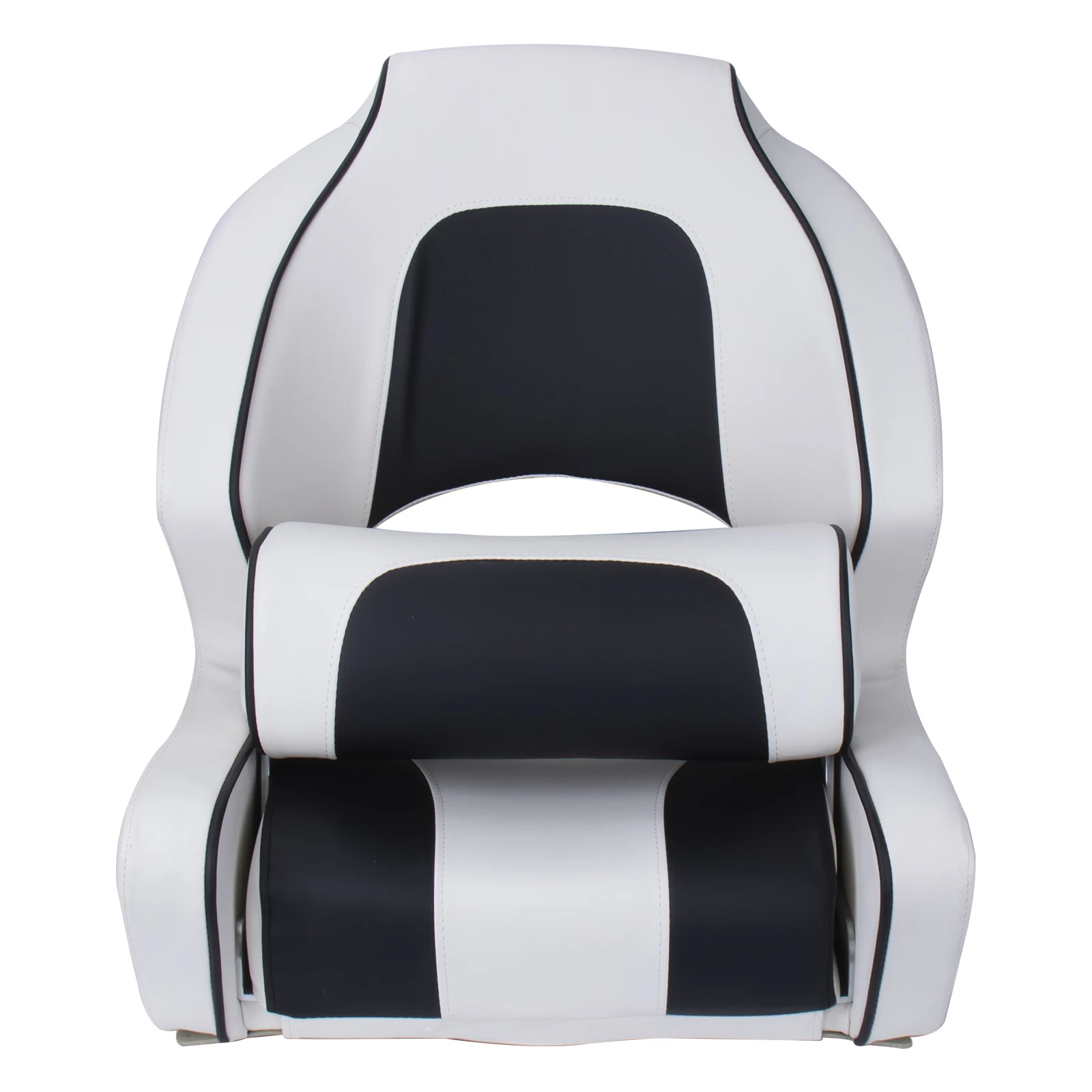 Marine Folding Boat Seat Black & White Fishing Pro Casting Deck Chair Boat Captain's Accessory