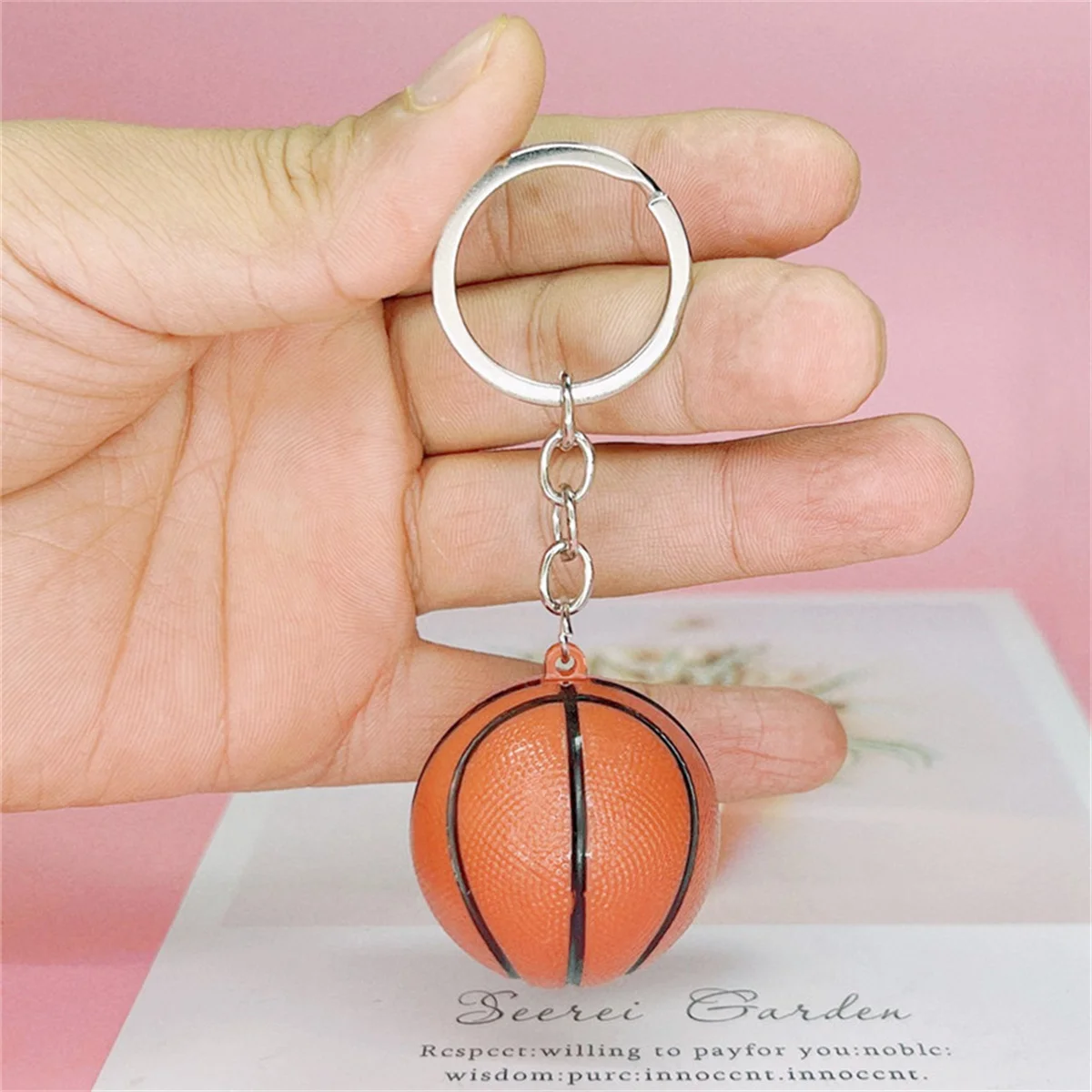 Basketball Keychain Bag Hanging Decor Kids Backpack Pendant Alloy Model Sports Keyrings Child