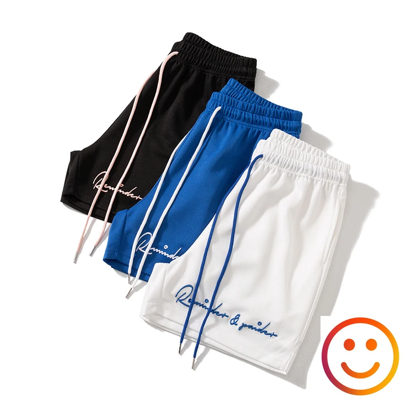 Embroidery Letters Logo Mesh Shorts Men Women Quick Dry Basketball Shortpant Black White Blue Loose Breeches Sports Shorts