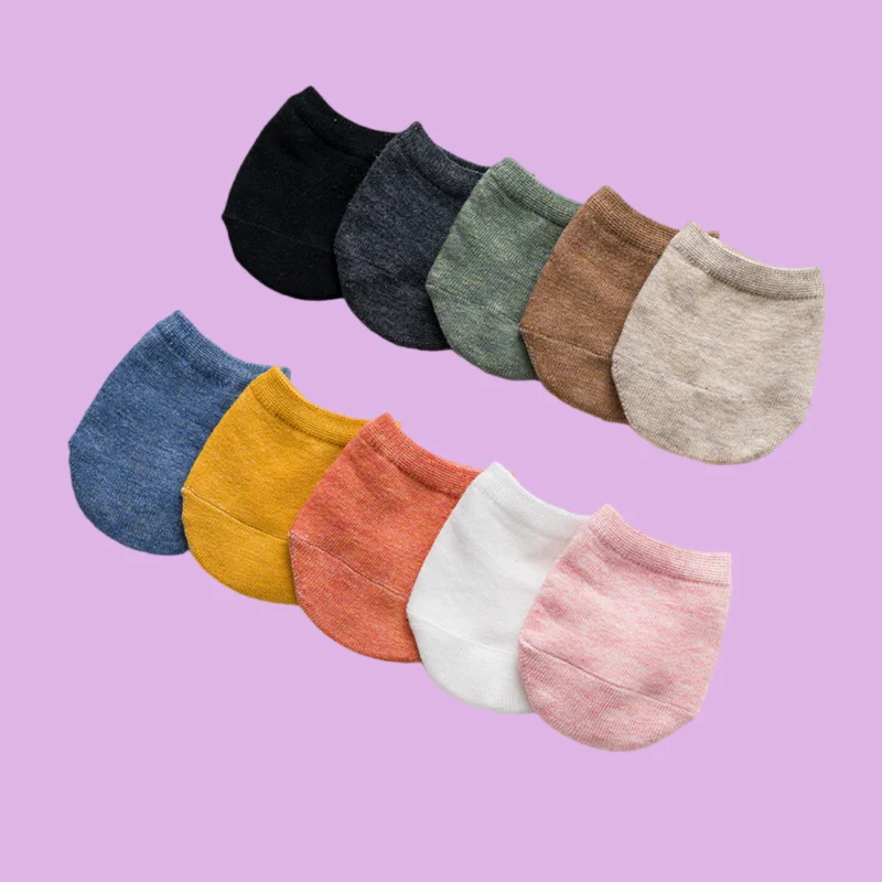 5/10 Pairs Summer Thin Sweat-absorbent Boat Socks For Women Half Socks Invisible Half-palm Socks Forefoot Socks For Women