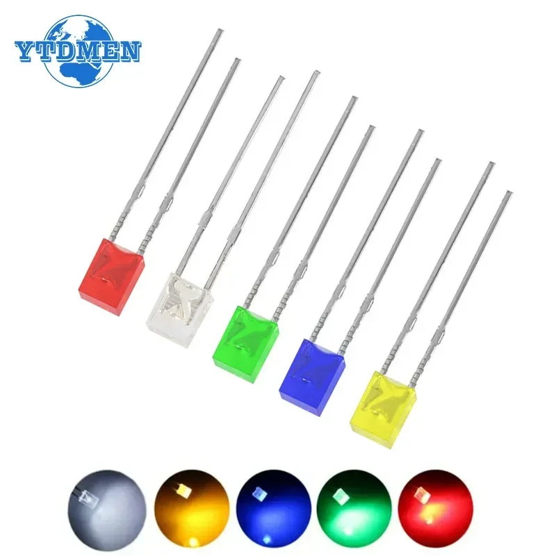 50/100pcs 2x3x4 LED Diode 5-Color Light-Emitting Diode Square LED 2*3*4 DIY Kit  White Red Yellow Blue Green