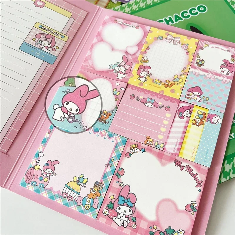 Kawaii Cute Sanrioed Convenience Book Mymelody Kuromi Hello Kitty Note Book Cute Paste Notepad Stationery Student Stationery