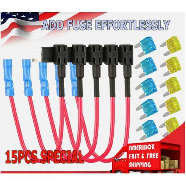 15pcs Car Fuse Holder Add-a-circuit TAP Adapter Micro Standard 12V Car Micro Mini Standard With Holder Fuse Box dropshipping