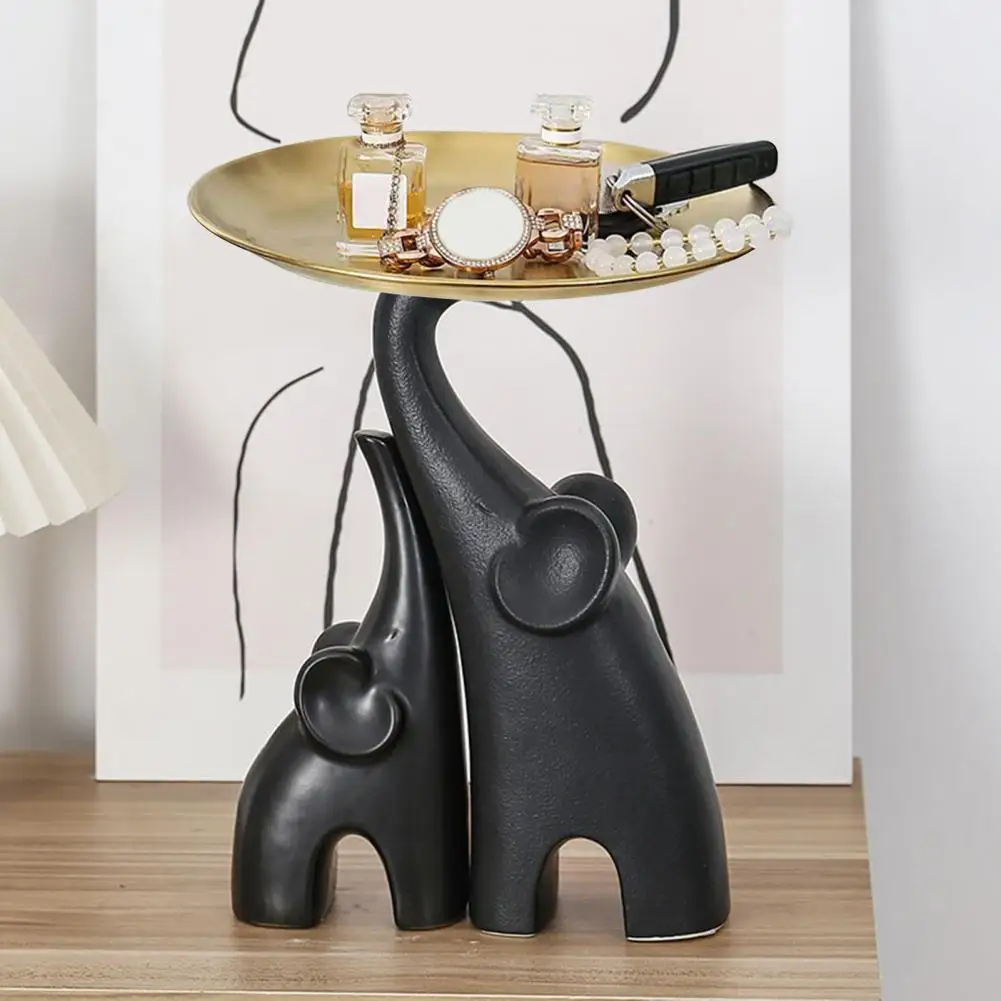 Elephant Key Tray Tabletop Elephant Statue with Tray Elephant Key Holder Jewelry Tray for Entryway Table Living Room Coffee Tabl