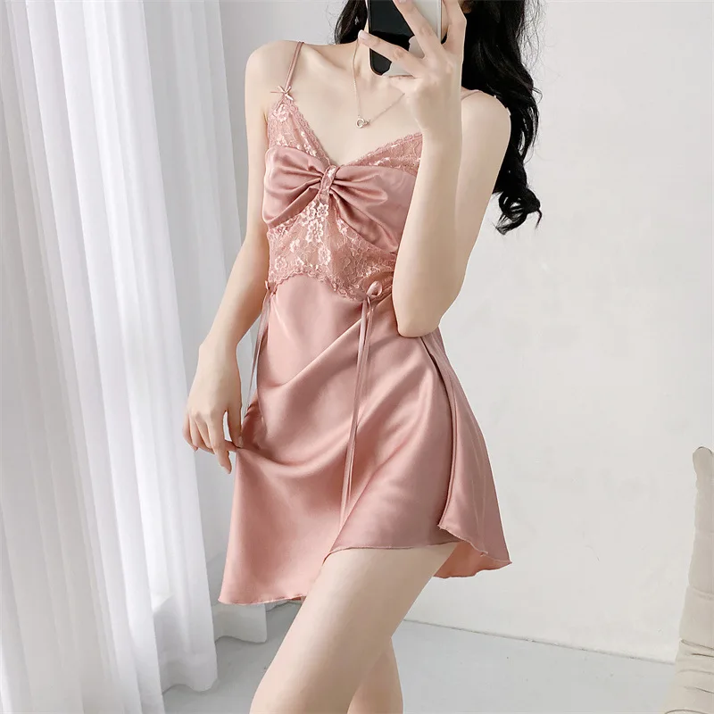 Sexy Female Nighty&robe Set Lace Hollow Out Nightgown Kimono Bathrobe Gown Suit Summer Women Rayon Satin Sleepwear Dressing Gown