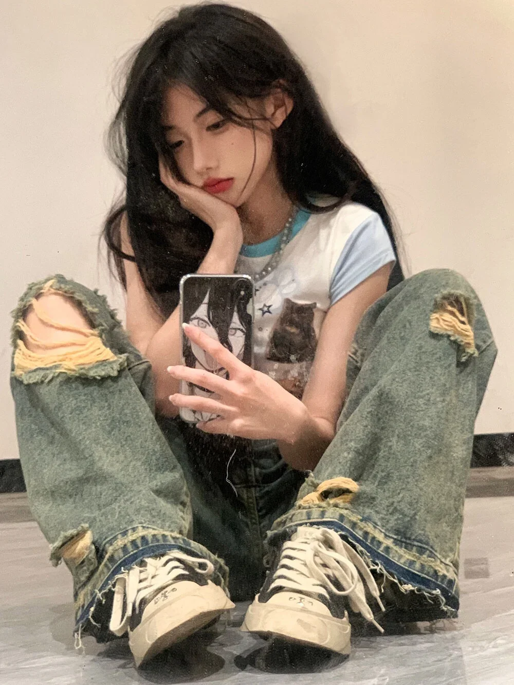 

Jeans Women High Waist Ripped Vintage Loose Straight American Style Street Hip Hop Distressed Summer Cool Girls Unisex Chic