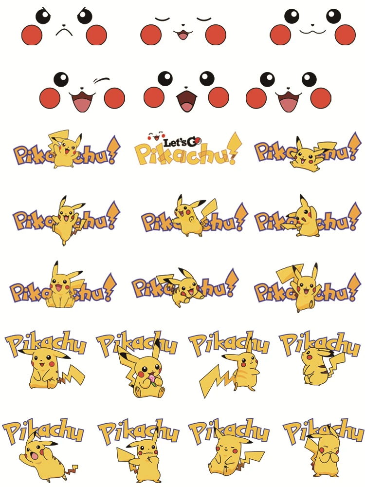 Kawaii Pikachu Kids Iron on patches DIY Sewing thermo-stickers for children patch thermocollant