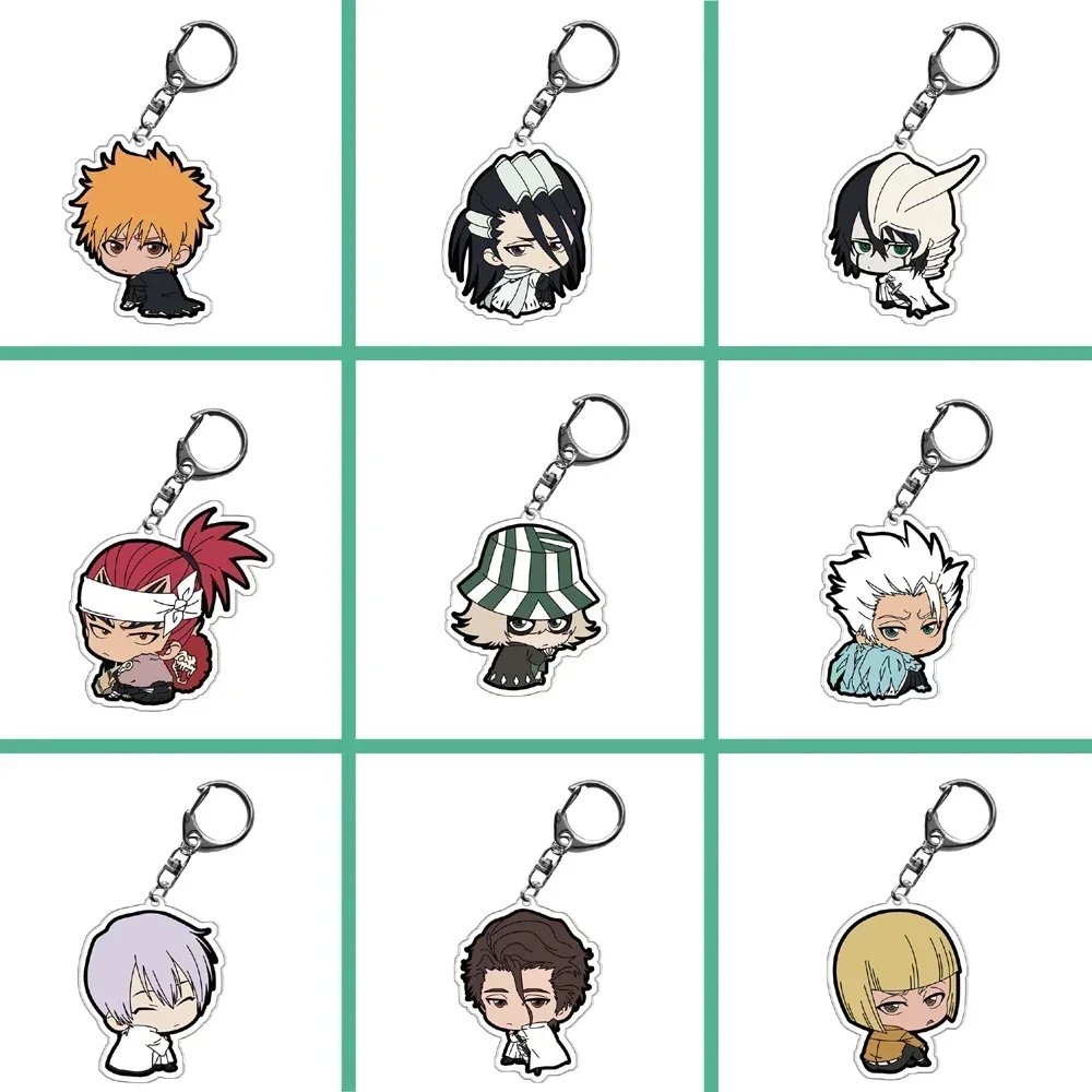 

Bleach Kurosaki Ichigo Kuchiki Anime Keychain Rukia Cartoon Figures Acrylic Pendants Bag Tag Cos Baji Accessories