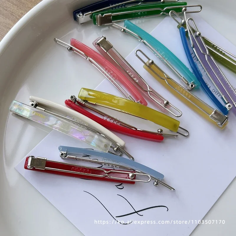 Jennie\'s candy colored buckle clip~South Korean France small bangs clip, broken hair clip, side clip with a straight line clip