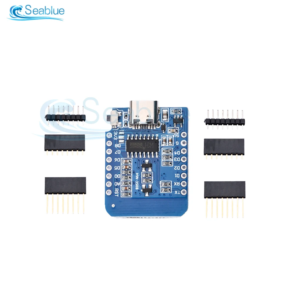 2Pcs D1 Mini ESP8266 ESP-12F TYPE-C WeMos D1 Mini Nodemcu Lua WIFI Development Board NodeMCU Lua IOT Board 3.3V With Pins