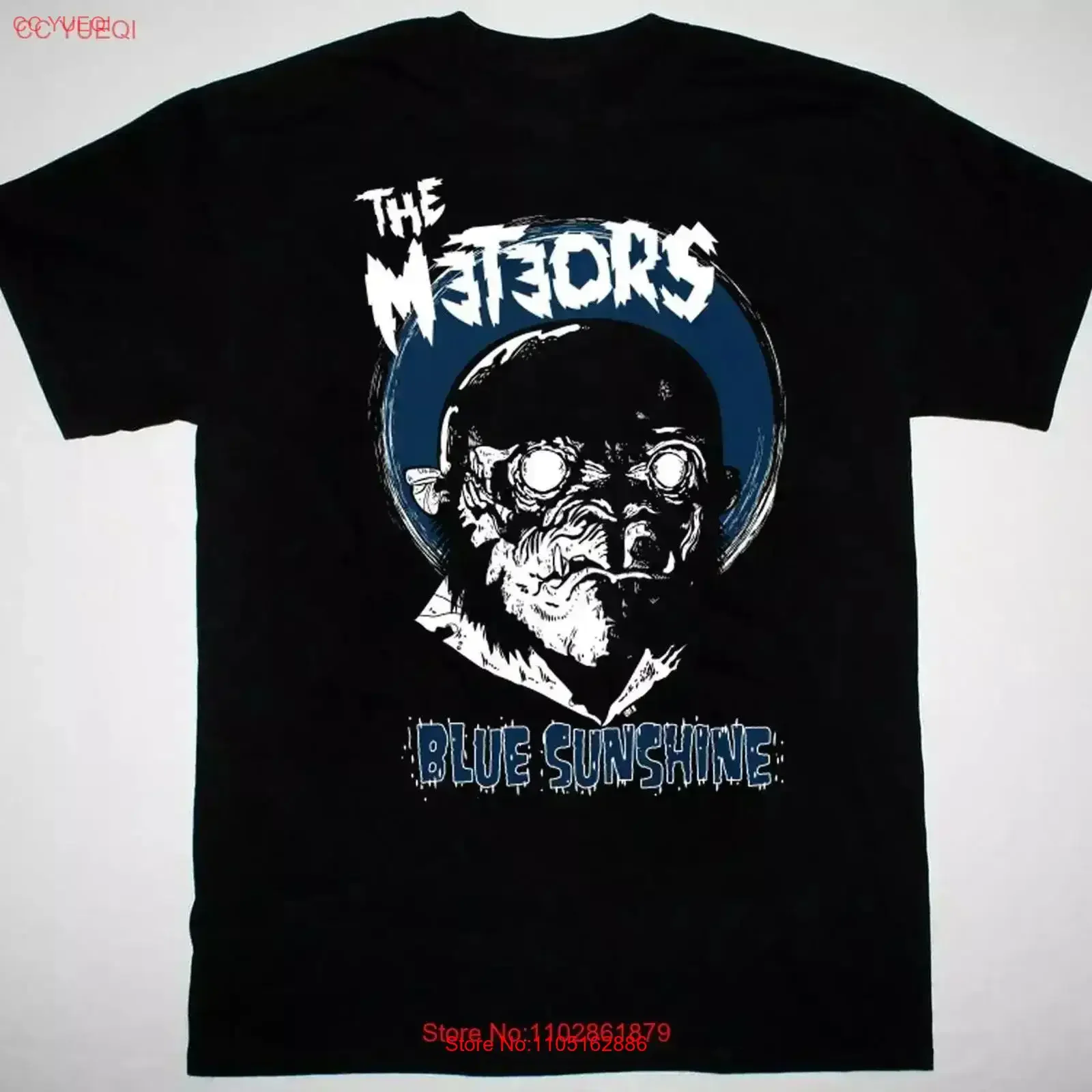 The Meteors band blue sunshine T shirt black Short sleeve new vintage Washed graphic Breathable Top For Everyday Wear homme
