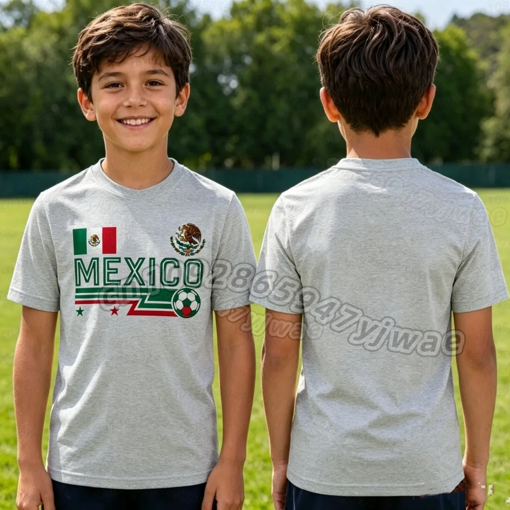 2026 Mexiko Fußball-Fan-Trikot mit Flaggen-Print für Herren und Damen, schnelltrocknendes Fußball-Trainingsshirt mit kurzen Ärmeln für Kinder und Erwachsene – Detail 4