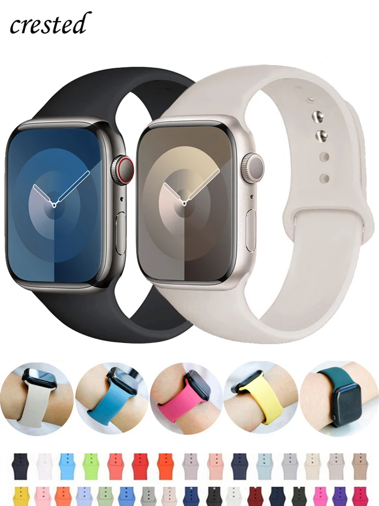 Silicone strap For Apple Watch band 44mm 40mm 49mm 45mm 41mm 38mm 42mm correa belt bracelet iWatch series 9 8 7 6 5 3 SE ultra 2